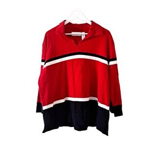 Liz Claiborne Red 3/4 Sleeve Color Block Sweater - Size 3X